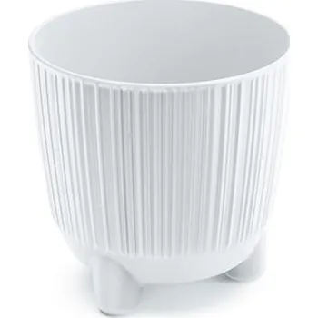 Plastový květináč RYFOS N s nožičkami bílý matný, varianta 16,8 cm