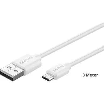 Kabel do PC GOOBAY Kabel USB 2.0 USB A vidlice,USB B micro vidlice 3m bílá PVC