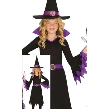 Karnevalový kostým Dětský kostým čarodějnice s fialovými doplňky - Pro věk 10-12 let