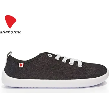 Chlapecké tenisky Barefootové tenisky Anatomic NATURAL CANVAS 1N05 černá (mírný lesk) s bílou podrážkou Velikost: 40