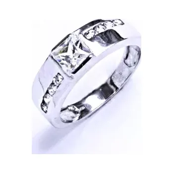 Prsten Stříbrný prsten čirý zirkon - VR287 (Stříbrný prsten se zirkony)