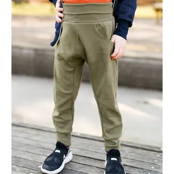 Kojenecké oblečení khaki zelené bavlněné rostoucí tepláčky