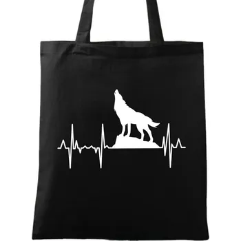 Bavlněná taška Kardiogram a Vlk (Barva: Černá)