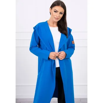 Dámský kabát Dlouhý kabát s kapucí chrpově modrý UNI