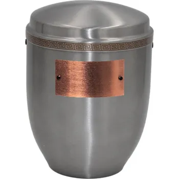 Smuteční dekorace Pohřební Hliníková urna na popel, h-klasik, hliník-stříbrná, štítek č. 53, 100 x 50, bez výzdoby