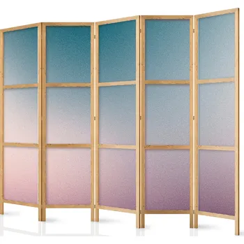 Paraván Japonský paraván - Nostalgický gradient: Gradientová kompozice v tlumených barvách Velikost: 225x172 cm