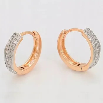 Řetízek Dámské zlaté náušnice DN03 (Kruhové dámské náušnice 15x4mm - kubický zirkon, pozlacené )