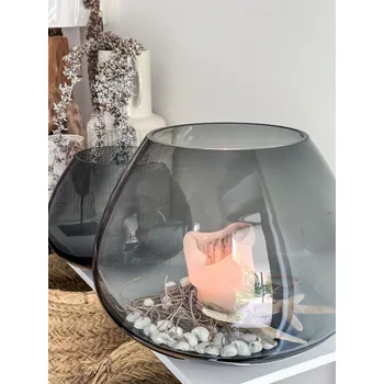 Váza Svícen/ váza z kouřového skla Velikost: výška cca 35 cm, šířka cca 42 cm