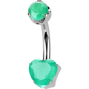 Piercing Šperky4U Piercing do pupíku srdíčko - TITAN, Zelený Onyx - TIT1557