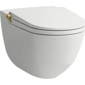 Klozet Cleanet Riva - závěsný klozet rimless s bidetovací funkcí, včetně sedátka, bílá mat, matné zlato H8206917630001