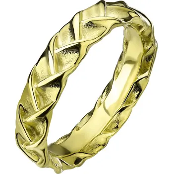 Módní doplněk Šperky4U Zlacený ocelový prsten splétný dekor - velikost 52 - OPR1951-52