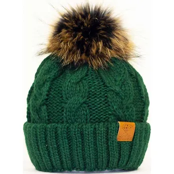 Čepice Dámská čepice s bambulí Octawia - zelená, VELIKOST UNI