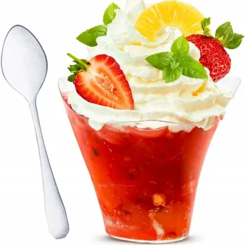Dóza na potraviny VELKÁ SADA NÁDOB NA DEZERTY A SVAČINY 100 ml, ZVLNĚNÝ VRŠEK "WAVES" + LŽIČKY