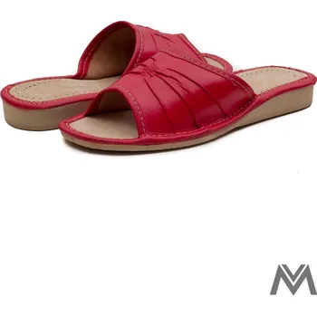 Dámské pantofle Dámské kožené papuče model 1 červené, VELIKOST 40