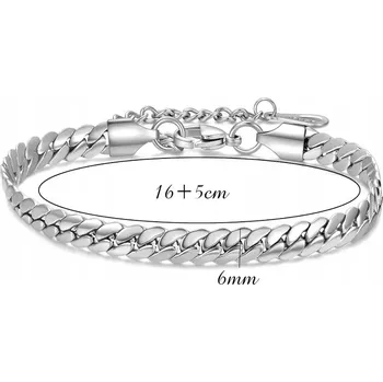 Řetízek Dámský stříbrný náramek 18K DN22 (Stříbrný náramek na ruku 16 cm x 6 mm, chirurgická ocel)