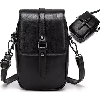 Kabelka Crossbody kabelka DK09 (Dámská crossbody kabelka na telefon a doklady, černá)