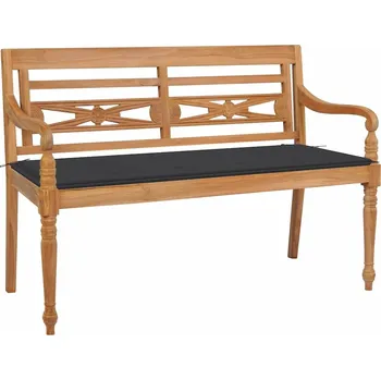 Zahradní lavice vidaXL Lavice Batavia s poduškou 120 cm masivní teakové dřevo [3062158] Barva: antracitová