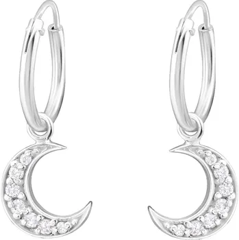 Náušnice Stříbrné náušnice kroužky 12 mm Moon se Zirkony Ag 925/1000
