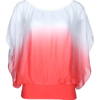 Dámská halenka Halenka hedvábí ombré 2203/D Itálie barva: bílá/korálová