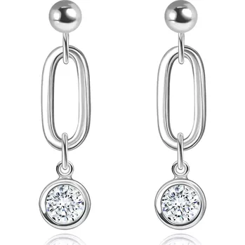 Náušnice Náušnice ze stříbra 925 - kuličky, ovál, čiré broušené zirkony, přívěsky