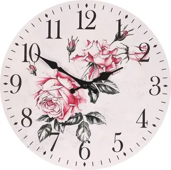 Hodiny Hodiny nástěnné - pr. 34 cm, MDF, motiv růží