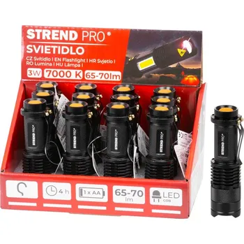Svítilna 12 ks Svietidlo Strend Pro Flashlight NX1040, 3 W, 70+65 lm, s bočným svetlom, Zoom, 1xAA, Sellbox