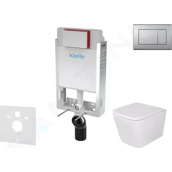 Klozet kielle Set předstěnové instalace, klozetu Arkas I, sedátka softclose a tlačítka Gemini III, matný chrom 30505SZ35