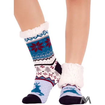 Dámské ponožky Dámské termo ponožky modro-bílé vzorované, VELIKOST 39 - 42