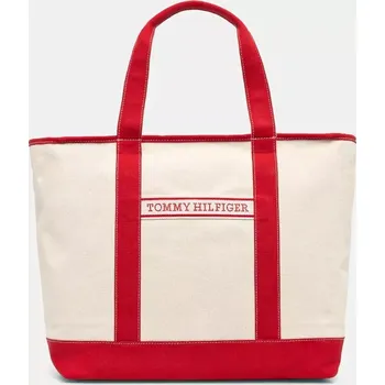 Bavlněná kabelka Tommy Hilfiger červená barva, AW0AW17421 33X, vel. ONE SIZE