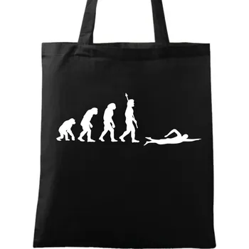 Bavlněná taška Evoluce plavání (Barva: Černá)