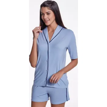 Dámské pyžamo Luisa Moretti Dámské bambusové pyžamo ELEONOR, Světle modrá, V dárkovém boxu, Bambusové vlákno 100%, 1/2 rukáv - vel. XL