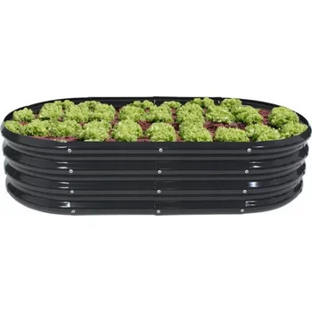 Vyvýšený záhon Oválný plechový vyvýšený záhon v antracitové barvě 240 x 120 x 30 cm