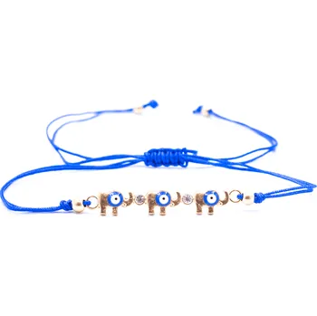 Náramek Milujeme Kameny Alláhovo oko (Evil Eye) - sloni - modrý náramek se shamballa zapínáním 452663