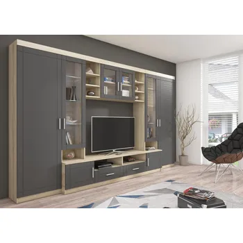 Obývací stěna FALCO Bytová stěna Parker dub sonoma/grafit