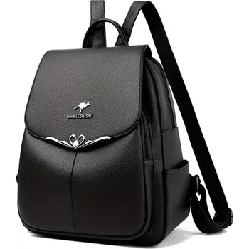 Městský batoh Kožený černý batoh DB05 (Moderně zpracovaný kožený dámský batoh 31 x 25 x14 cm, černý, pěkné zpracování)