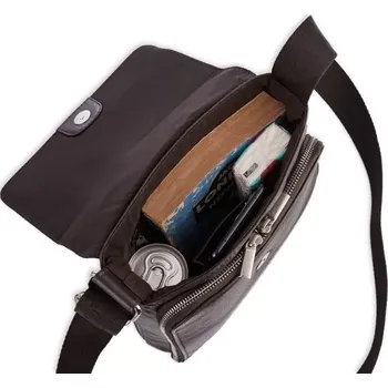 Pánská kožená taška BRODRENE G03 (Velká kožená hnědá pánská taška přes rameno - 25 x 21 x 6 cm)