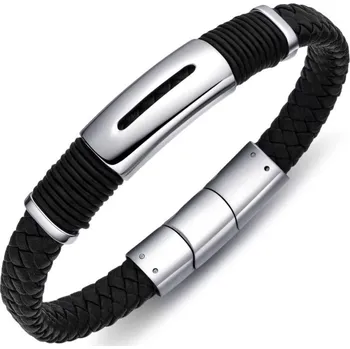 Náramek Diverse Moderní pánský náramek z kůže a oceli B1000150 + 2 měsíce na vrácení zboží