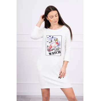 Dámské šaty Šaty s grafikou 3D Watch ecru UNI