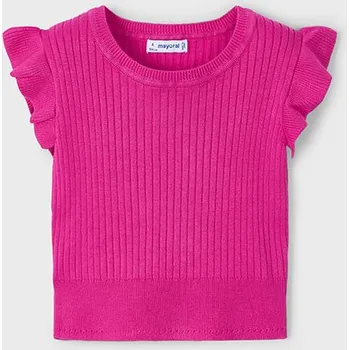Top úpletový s krátkým rukávem tmavě růžový MINI Mayoral velikost: 110