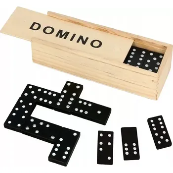 Hračka pro nejmenší Domino pro děti ROD1513 (Dřevěné dětské černé domino 28 dílné + dřevěná krabička)