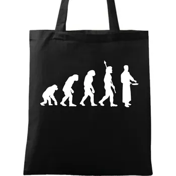 Nákupní taška Bavlněná taška Evoluce kuchaře (Barva: Černá)