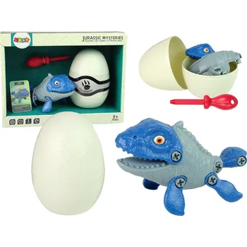 LEAN Toys Sada Dinosaur Mosasaur s vajíčkem DIY šroubovák modrý