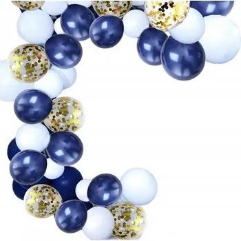 Balónek BALÓNKY TMAVĚ MODRÉ BÍLÉ konfety GIRLANDA s páskou