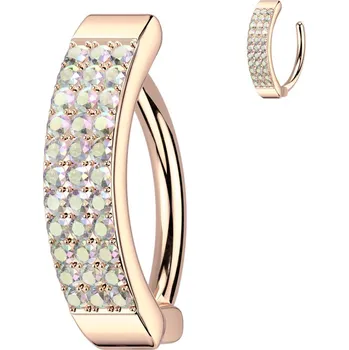 Piercing Šperky4U Zlacený piercing do pupíku se štítem a duhovými zirkony - WP0083-AB