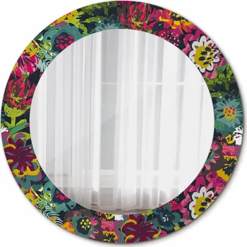 Zrcadlo Zrcadlo závěsné se skleněným rámem, Malované květiny, 60 cm