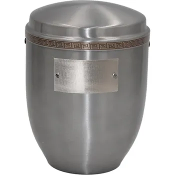 Smuteční dekorace Pohřební Hliníková urna na popel, h-klasik, hliník-stříbrná, štítek č. 52, 100 x 50, bez výzdoby