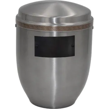 Smuteční dekorace Pohřební Hliníková urna na popel, h-klasik, hliník-stříbrná, štítek č. 51, 100 x 50, bez výzdoby