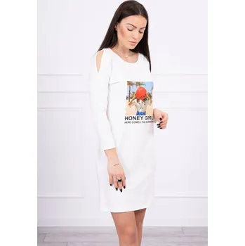Dámské šaty Šaty s potiskem Honey girl ecru UNI