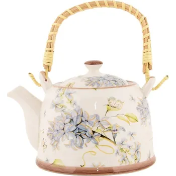 Konvice na čaj Porcelánová konvice na čaj se sítkem a jarní větvičkou s motýlem – 800 ml