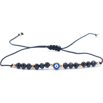 Náramek Milujeme Kameny Alláhovo oko (Evil Eye) - černý náramek se shamballa zapínáním AL3 466209